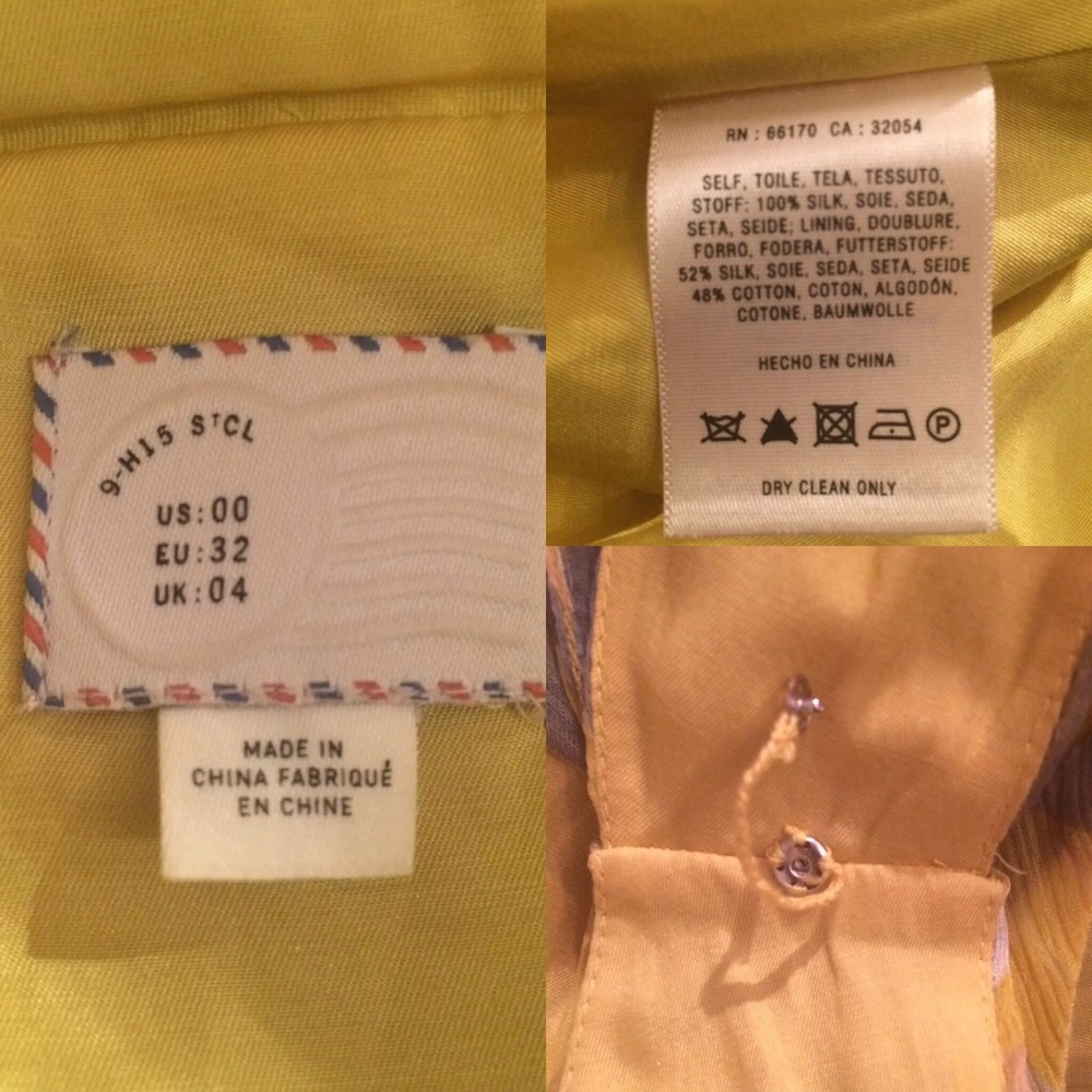 SOLD Postage Stamp Sleeveless Yellow Silk Dress - Picture 4 of 8